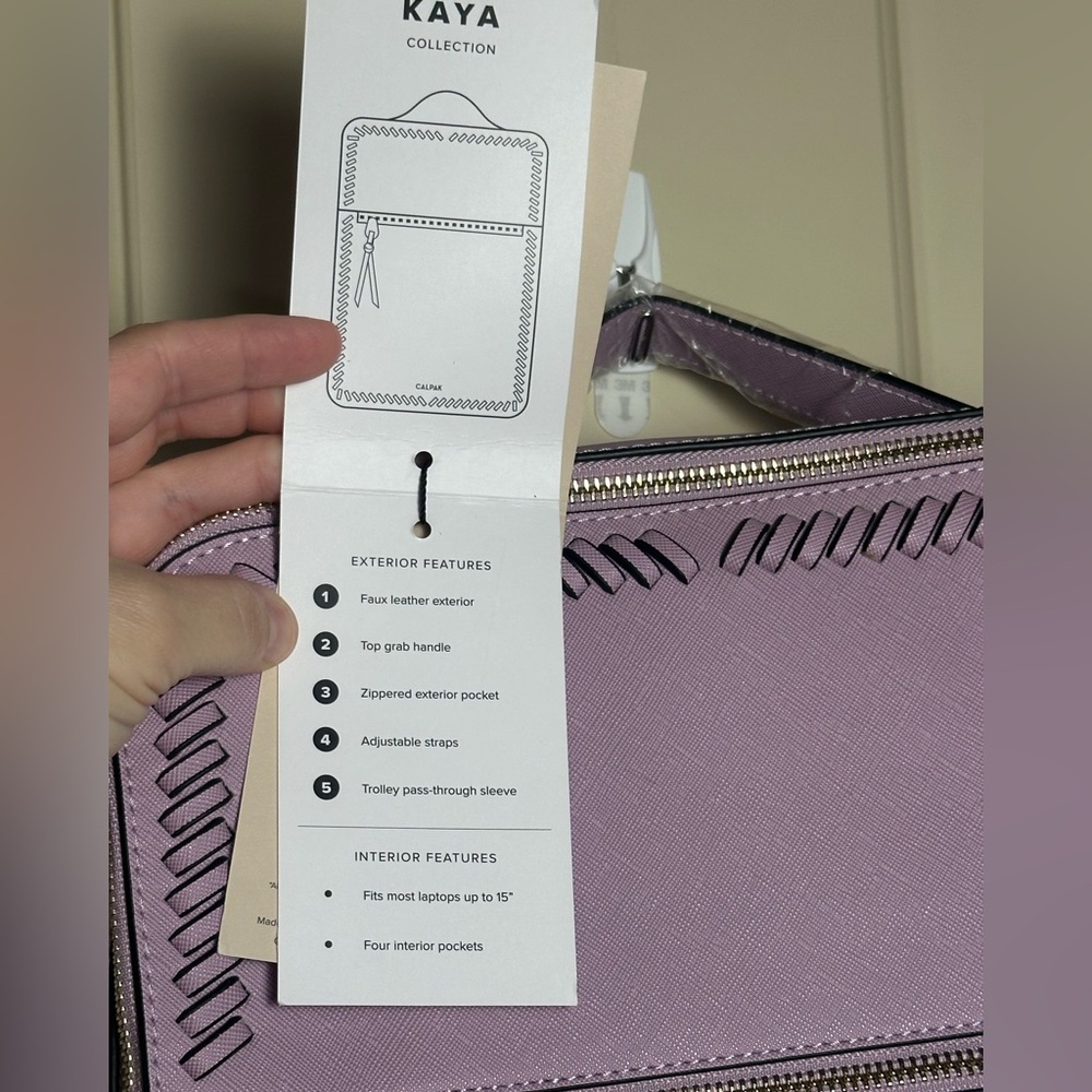Calpak Kaya 15 inch Laptop Faux Leather Backpack Lavender NWT With Dust Bag $152 - Picture 14 of 16